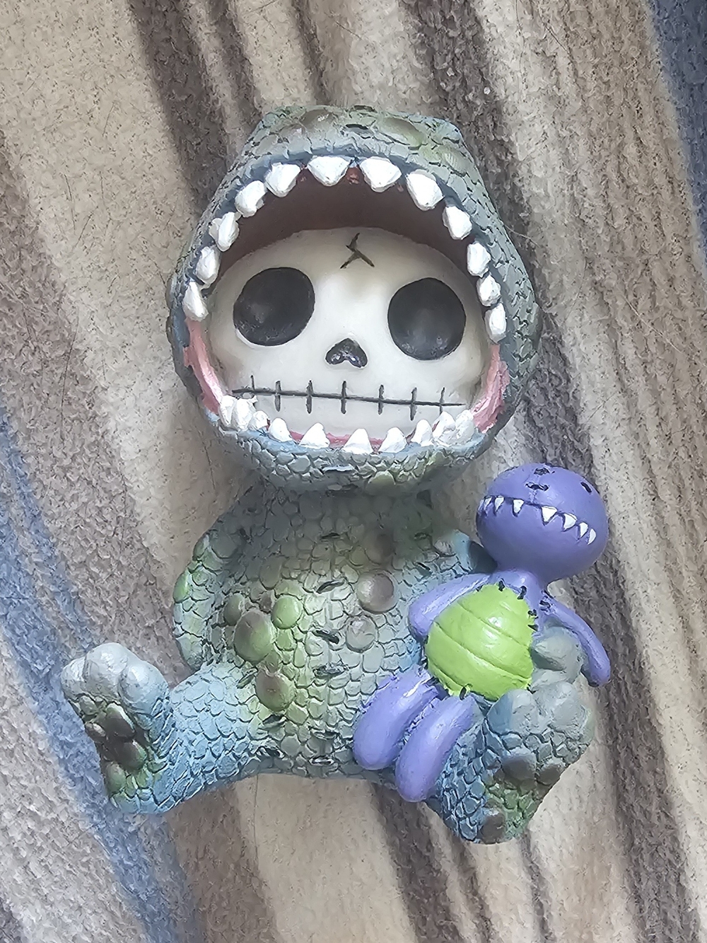 Furrybones Skeleton Dinosaur Figurine - Green & Purple